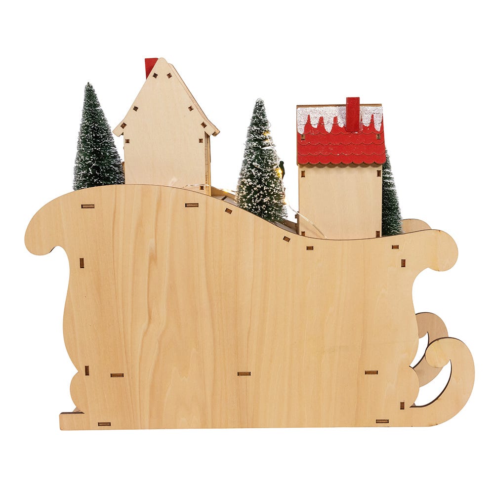 Kurt Adler 13.77-Inch Battery Operated LED Lighted Sleigh With Village Scene Table Piece